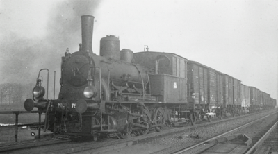 160844 Afbeelding van de stoomlocomotief nr. 7805 (serie 7800, ex S.B.B.) van de N.S. tijdens een proefrit te Tilburg.